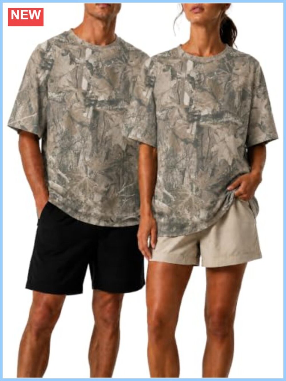 Unisex Oversized Camo Maple Leaf Print Short Sleeve Crew Neck T-Shirt